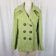 Tribal Wool Cashmere Double Breasted Peacoat Jacket Short Coat Womens 10 Green