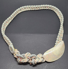 ALEX  LEE Clam shell  White Jade with Corded rope 32" Belt