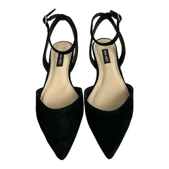 Nine West Briy Black Suede Flats Women’s Ankle Strap Pointed Toe Size 6 - Image 2 of 4