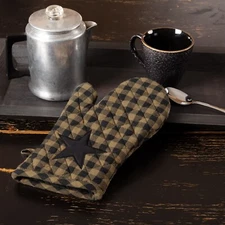 New Farmhouse Kitchen PRIMITIVE BLACK STAR OVEN MITT Pot Holder Glove