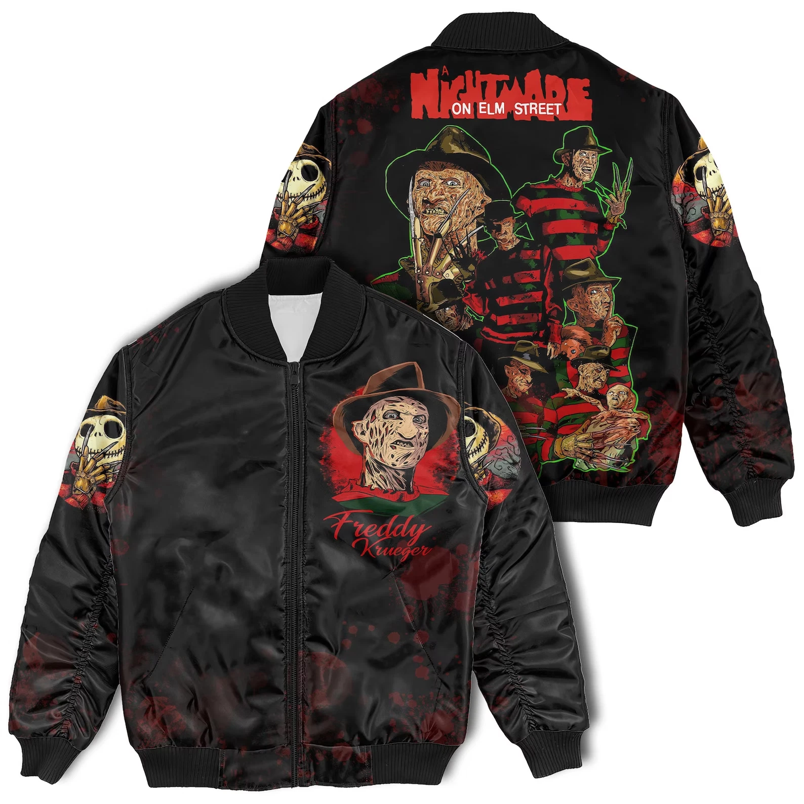 Nightmare On Elm Street Freddy Krueger Horror Killer Bomber Jacket image 1