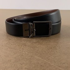 Men's Size 40 Black Brown Leather Reversible Classic Dress Belt NWT