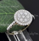 3.27 ct 14k Solid Yellow Gold Natural Diamond Earring Pendant Ring Set Cluster — photo 7