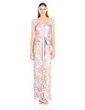 NWT Adrianna Papell Multi Embroidered Floral Lace Column Dress Sz 8