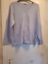 $375 Neiman Marcus Cashmere V-Neck Sweater Large Blue NWT