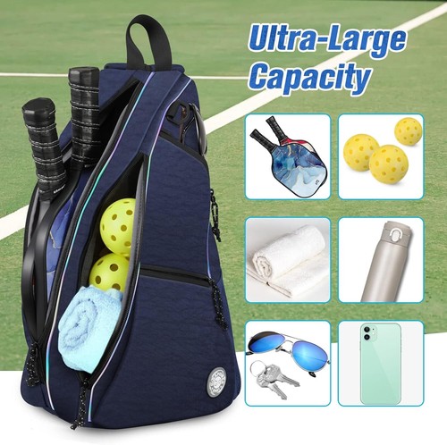 Men Women Pickleball Bag Pickleball Backpack Adjustable Sling Bag Crossbody - Picture 5 of 12