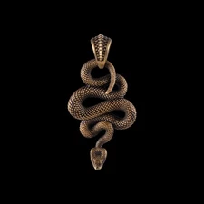 Brass Snake Pendant Necklace Viper Handmade Jewelry Gift Goth Animal for Men