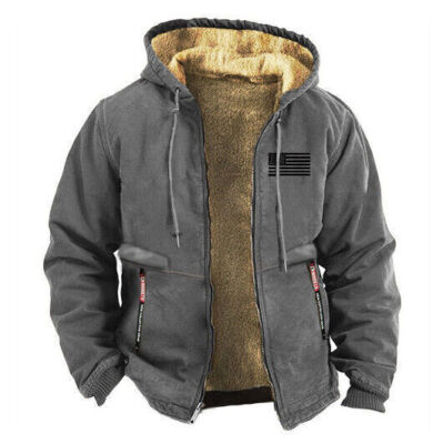 NEU Winter Herren dicke und warme Kapuzenjacke Beflockung Retro Hoodie**DE