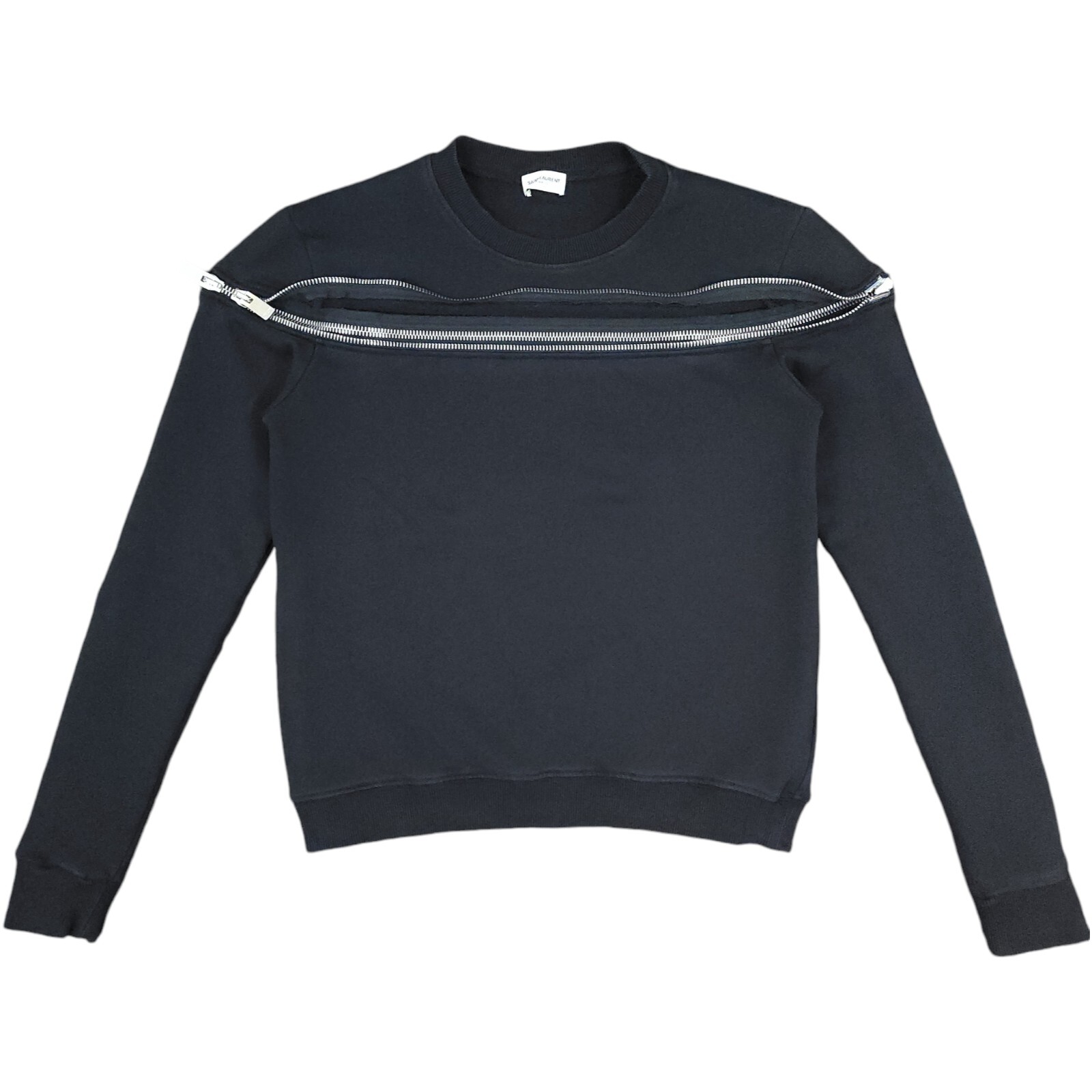 Maglione maglione donna Saint Laurent nero zip incrociata manica lunga taglia small