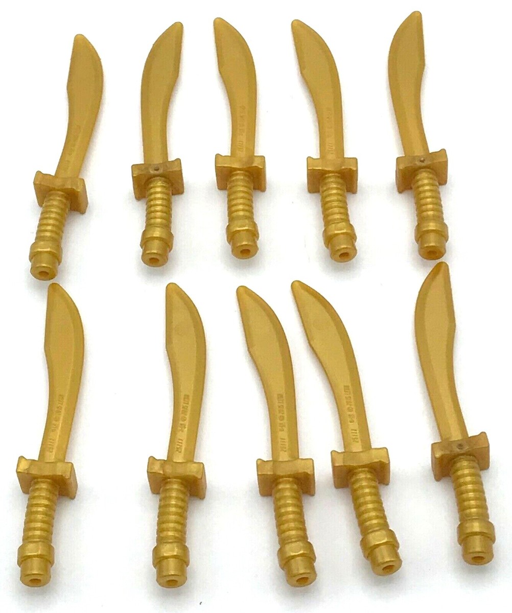 Lego 10 New Pearl Gold Minifigure Weapon Sword SaberDao Curved