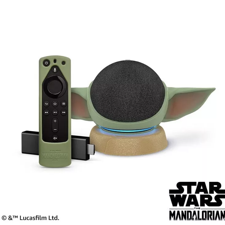 Star Wars Echo Dot 4th Gen W/ Mandalorian Grogu Dock & Fire TV Stick 4k  Bundle