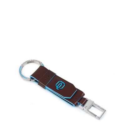 Porte-clés PIQUADRO Modus - Cuir Véritable, Mousqueton, Noir - Fabriqué En Italie