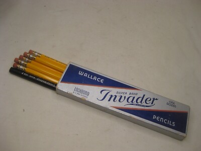 vintage WALLACE LOCKBOND Invader 8 pencils + 1 Berol 173 T marker wooden pencil