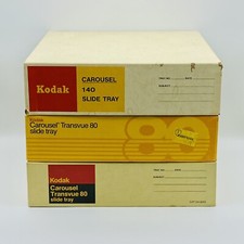3 Kodak Carousel Transvue Slide Trays in Box two 80  one 140 