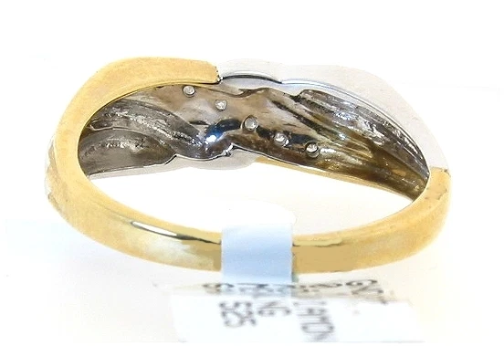 Banda de diamantes para hombre, 0,14 quilates, oro blanco/amarillo 10 quilates, talla 9,5, peso 4,2 gramos Foto 3 de 3