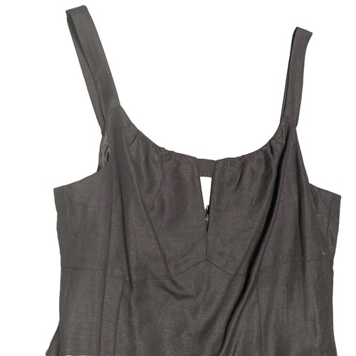MICHAEL Michael Kors Linen MidiDress Black Sz 10 Key Hole Front Lined Sleeveless - Picture 4 of 16
