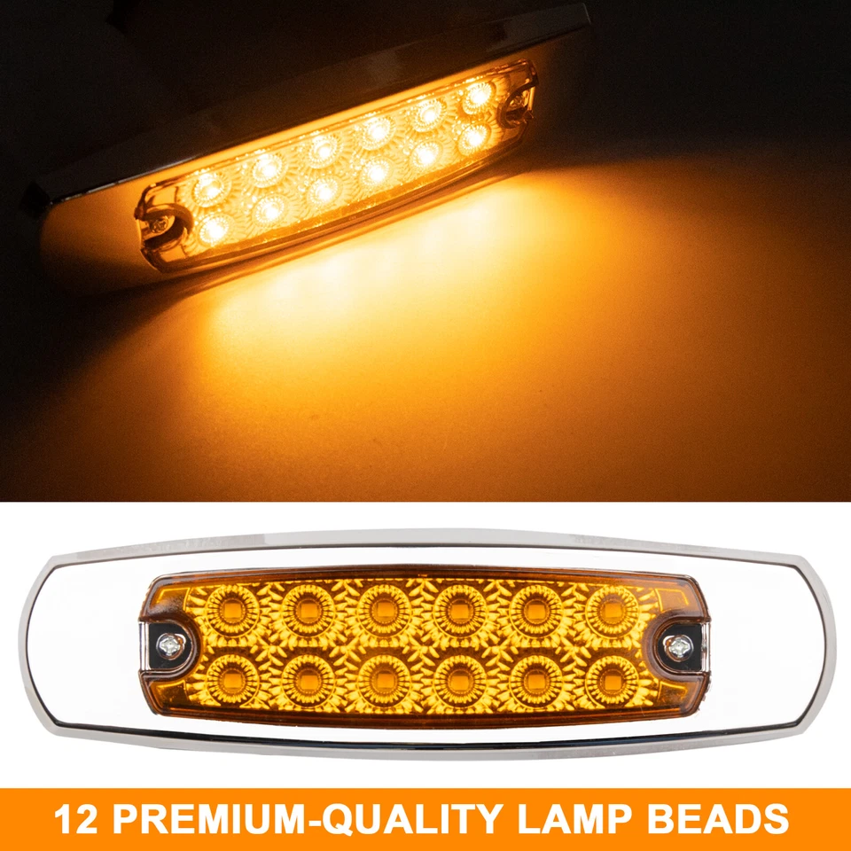 20-40PCS Truck RV Side Marker Lights 6.4" 12 LED Trailer Light For Peterbilt - Image 3 of 4