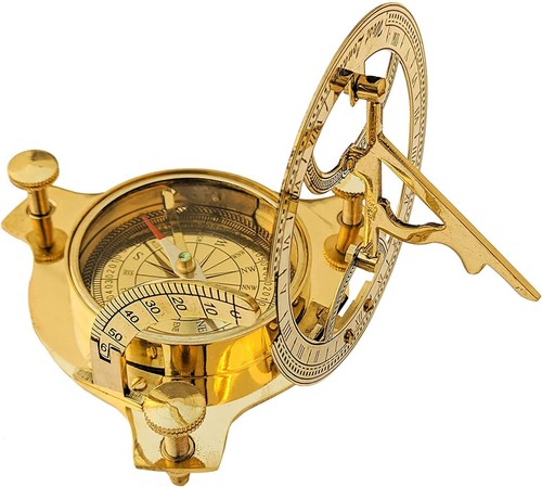 Antigua BRÚJULA RELOJ DE SOL de colección Londres oeste marítimo latón náutico Navidad Gi - Imagen 5 de 6