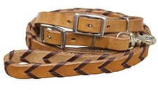 Showman 8' Light Oil  Burgundy Argentina Cow Leather Braided Contest Reins