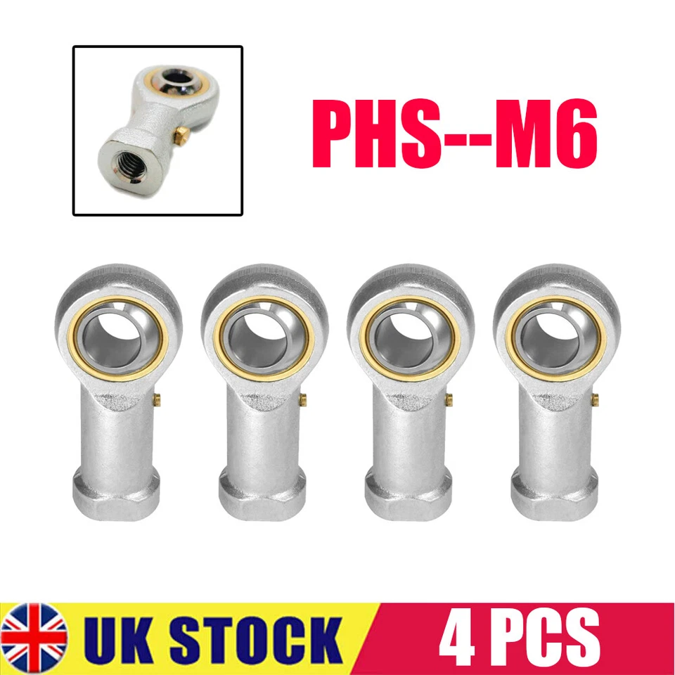 INFINITEWORLD17 4 PCS PHS 6 X1 6mm Rose Joint Female Rod End Bearing M6 X 1 Right Hand UK New T