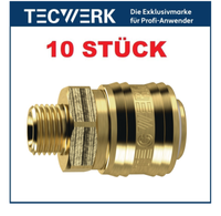 "10 StüCk Tecwerk Druckluft Messing Schnellverschlusskupplung 1/2\" Ag Dn 7,2"