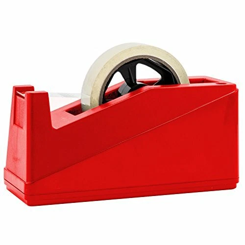 1-Inch & 3-Inch Core Desktop Tape Dispenser with Weighted Nonskid Base  (Red)