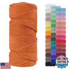 LEREATI 4mm Macrame Cord, 109 Yards Natural Cotton Cord, Macrame Rope Yarn fo