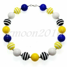 Fashion Women Acrylic Yellow Blue Chunky Gumball Beads Kids Bubblegum Necklace