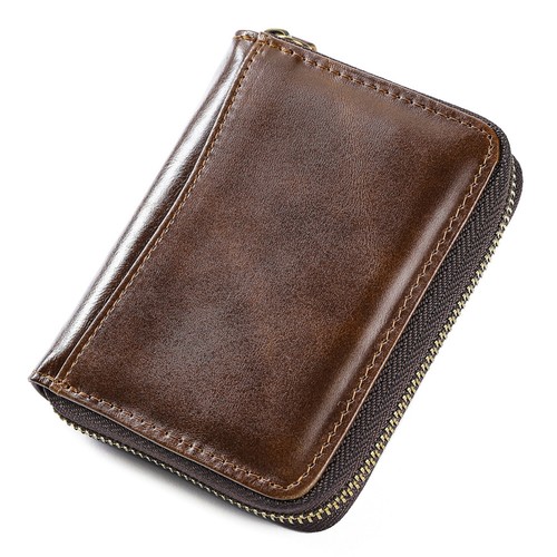 Men's Genuine Leather RFID Wallet Bifold Coin Pocket Zip Around 17 Card Slots - Picture 20 of 28