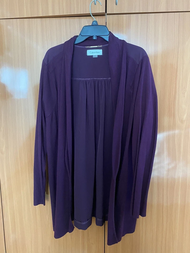 Cárdigan Mujer Calvin Klein Morado Frente Abierto Talla 3X Foto 2 de 4