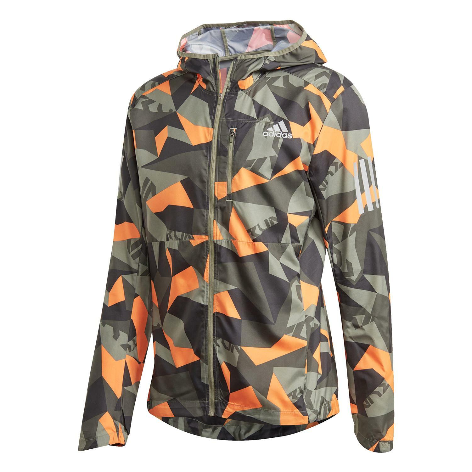 Adidas Own The Run Full Zip Jacket Grey Black Red - Xs