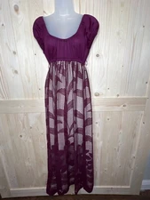 Vintage 70s Young Edwardian By Arpeja Red Wine Purple Floral Lace Maxi Dress 7