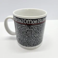 Coffee Mug Official Office Rules 1983 Toscany Japan 14oz Gift Ceramic Vintage