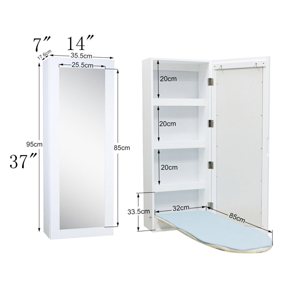 HIDE AWAY IRONING BOARDS Wallmounted Foldable Ironing Board 180