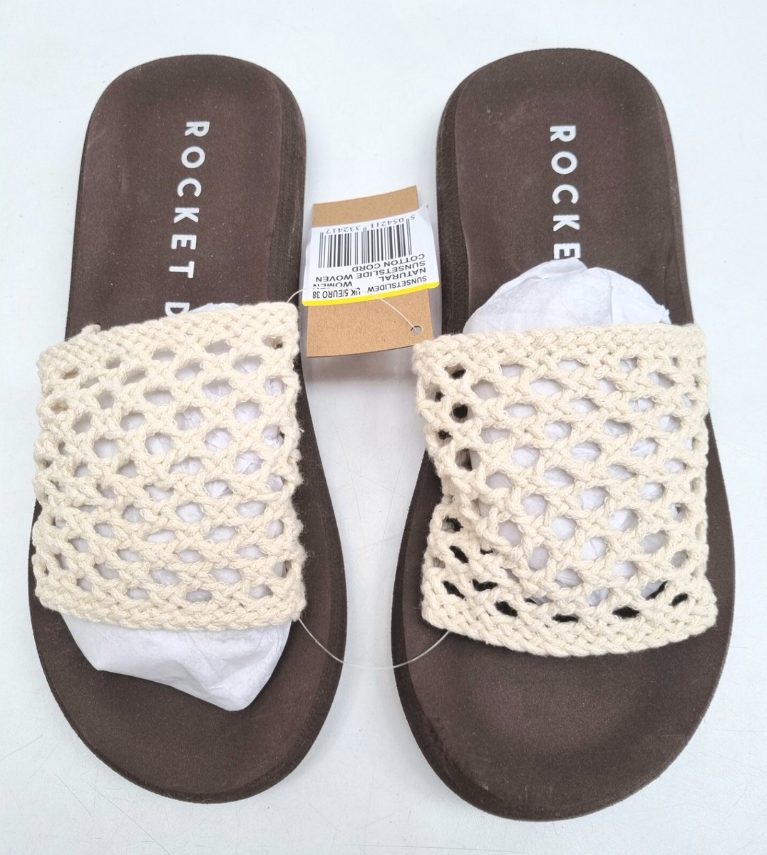 Rocket Dog Slider Sunset Natural Sandals White Brown Cotton Cord