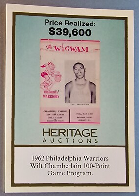 2023 Heritage Auctions National PROMO Card 1962 Wilt Chamberlain Game Program *