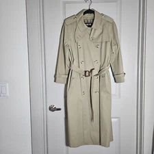 Daks Coat Trench Coat w Belt For Height 165 cm/ 65" Chest 94cm/ 37" Cotton Khaki