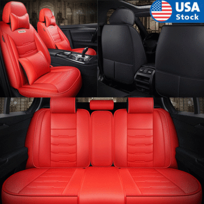 Full Surrounded Red Pu Leather 5 Seats Car Seat Covers Protector Cushion Pillows - Car Seat Pad For Leather Seats Full Surrounded Red Pu Leather 5 Seats Car Seat Covers Protector Cushion Pillows - Car Seat Pad For Leather Seats