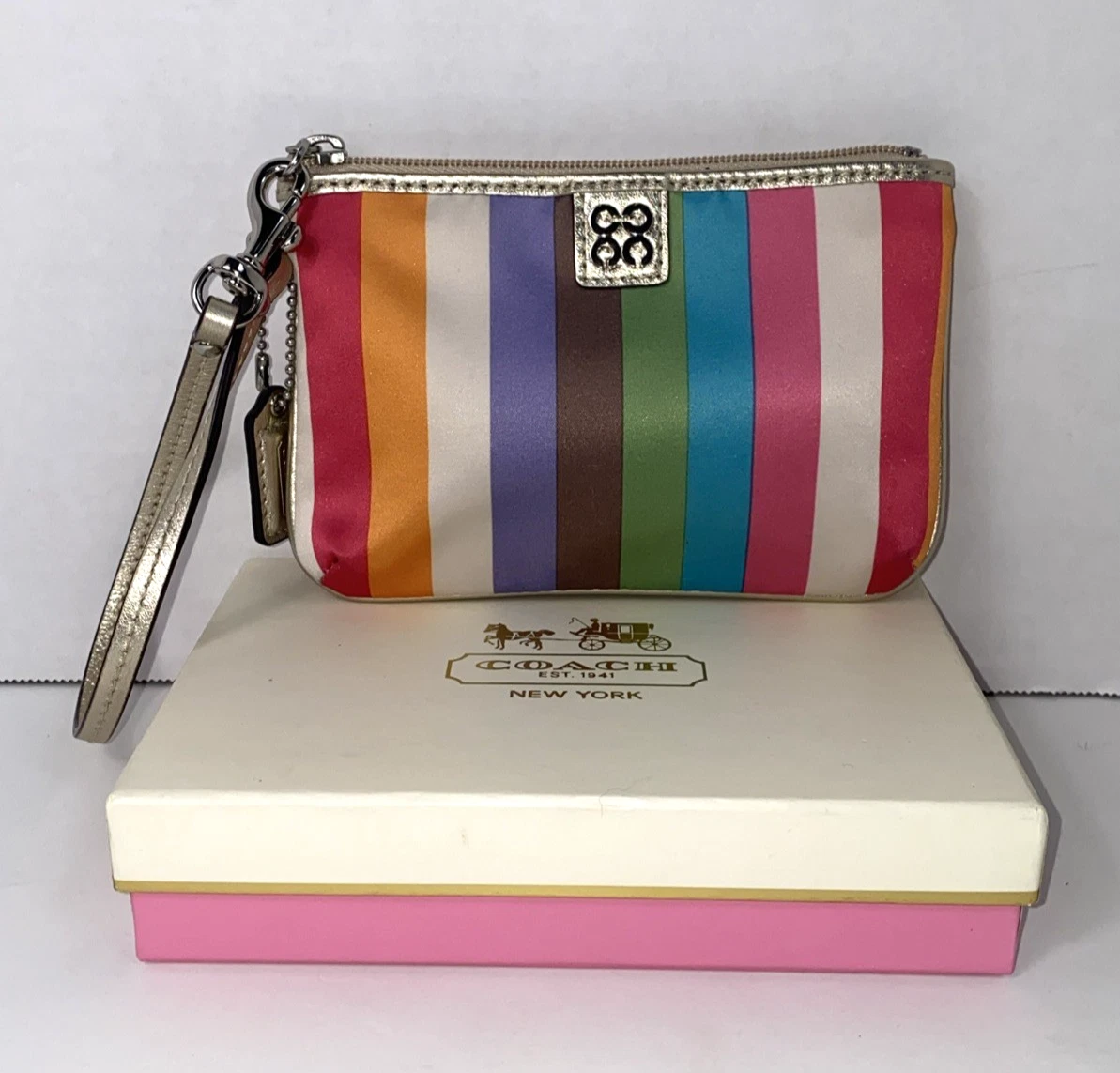 Coach Julia Multicolor Legacy braccialetto a righe raso e buona pelle 47510B L1