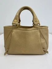 COLE HAAN VILLAGE Pebble Leather GOLD Pink Interior SATCHEL HANDBAG  SP06 /rb