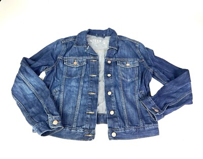 Gap 1969 Distressed Blue Denim Jean Jacket Women's Size M RN 54023