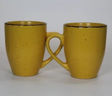 Vancasso - Navia - Speckled Coffee Mugs - TWO - 2 - Gold / Brown - 4 1/8" tall