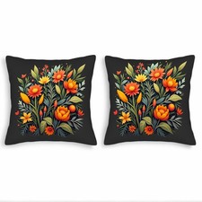 Set of 2 18x18in Throw Pillow Covers - Vibrant Floral Design