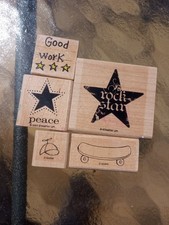 Stamps Rubber Set of 5, Stars, Skateboard, Beanie, GW, Craft Set Of 5 Unused New