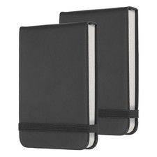 2Pcs Mini Pocket Notebook, 96 Sheets A7 3x4", Black