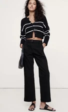 New Banana Republic Weekender Straight Leg Cotton Pants Size 8 Black 713476 NWT