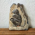 Vintage Stone Wall Plaque with Metal Baboon | Signed | Leather Cord | Excellent  — photo 2