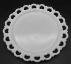 Vintage Milk Glass Heart Lace Edge Serving Platter 13" Round Westmoreland Style