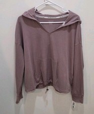 NWT Calvin Klein Performance Crop Hoodie Top Women's Large Blush Pink Logo