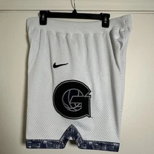 VTG Georgetown Hoyas Basketball Nike Shorts Knit Embroidered Men's Sz 32 M White
